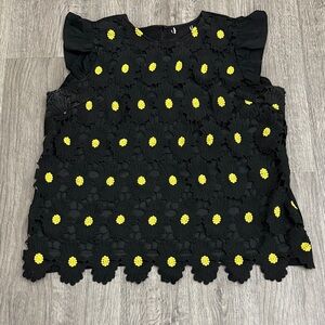 Sweet Rain Black Top‎ with Yellow Floral Accents